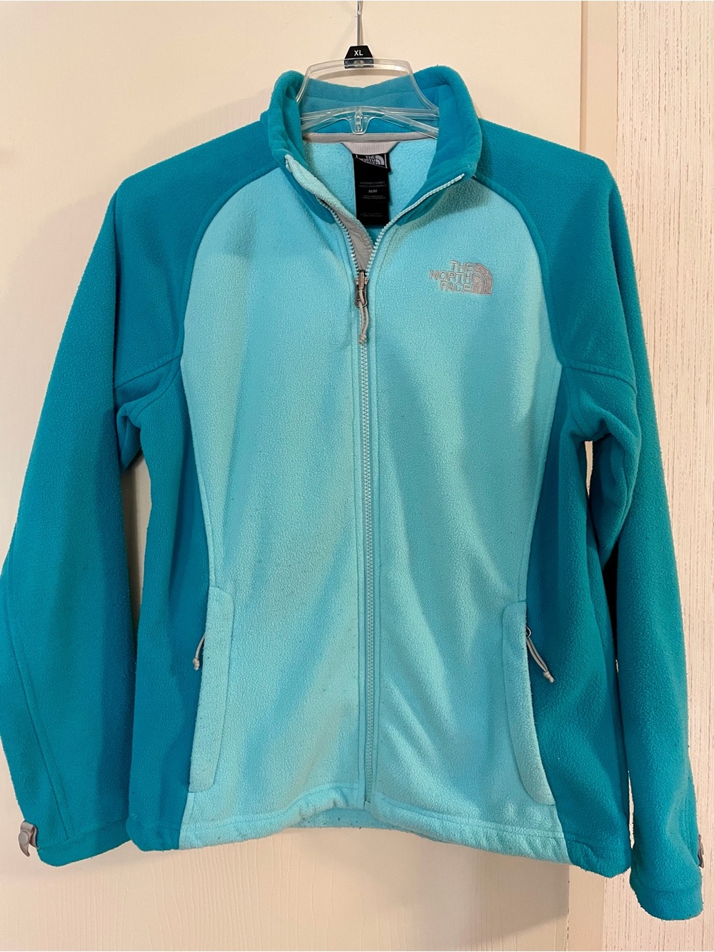 The North Face Two-Tone Teal Blue Fleece Jacket - Size Medium